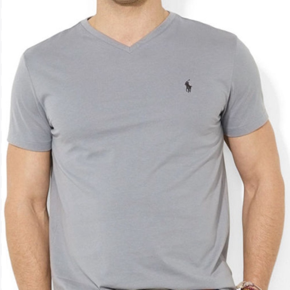 Ralph Lauren Gray Men V Neck T Shirt Medium